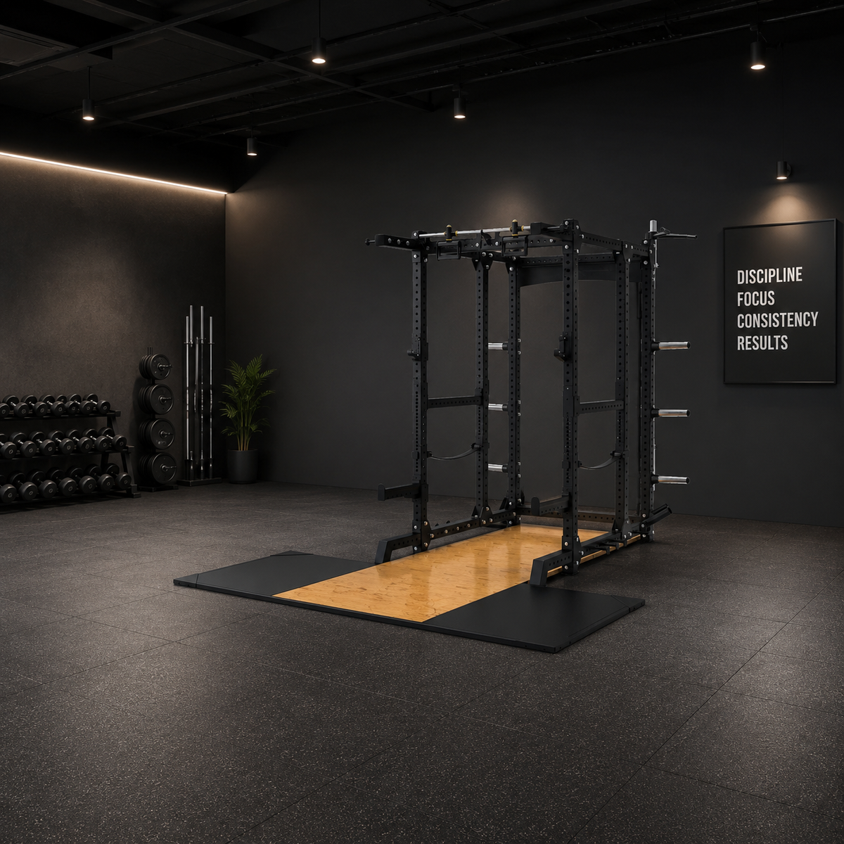 MUKKIS Power Rack mit Plattform fuer Fitnessstudios
