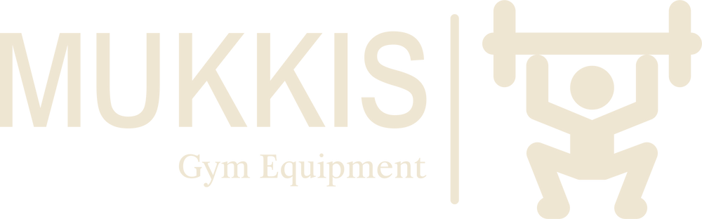 MUKKIS Gym Equipment Brustlogo in Creme mit Gewichtheber