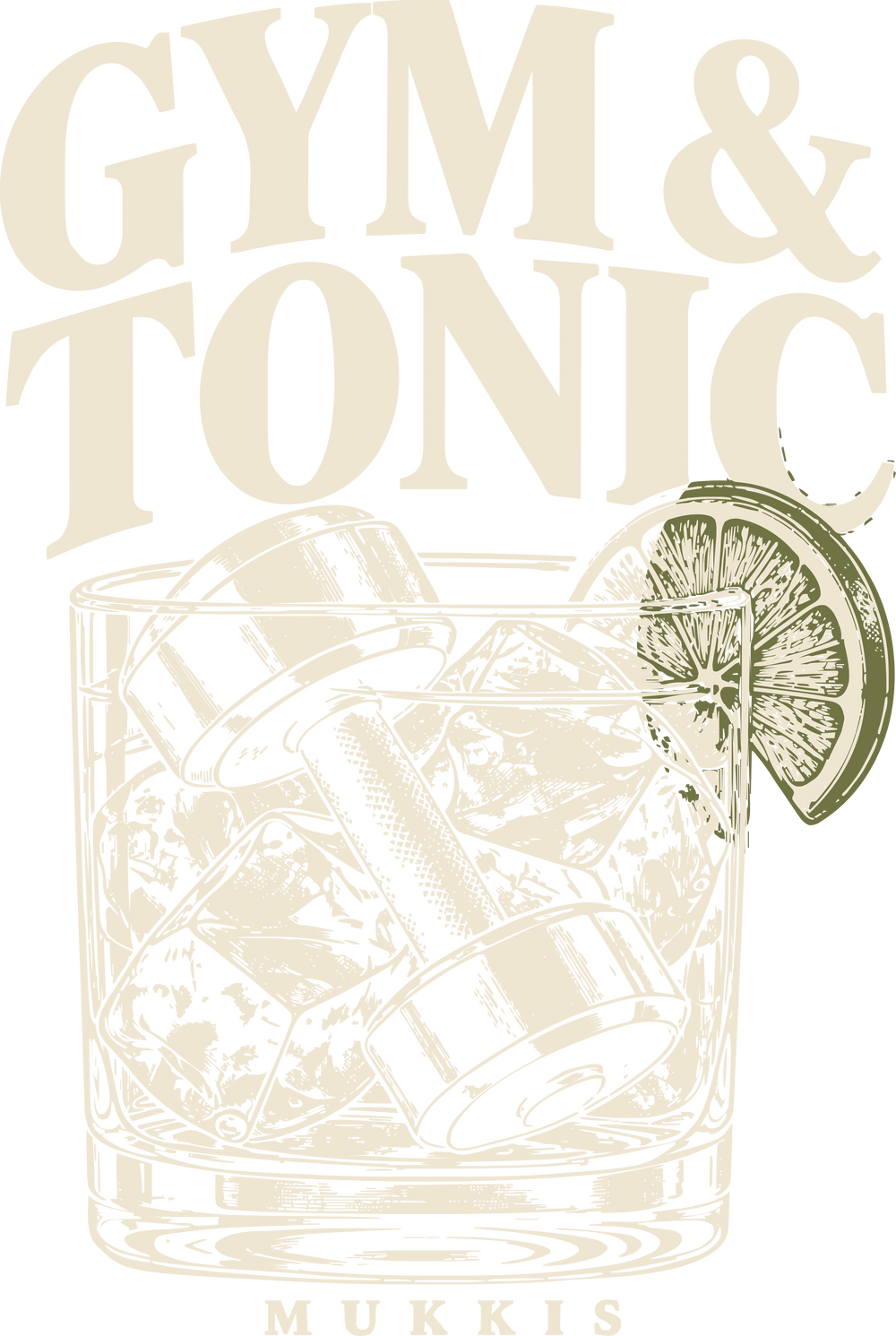 GYM & TONIC Rückenmotiv mit Hantel im Cocktailglas